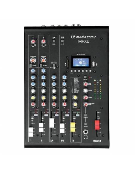 AUDIOPHONY MPX-6 MESA DE MEZCLAS 6CH DSP / USB / SD / BT AUDIOPHONY
