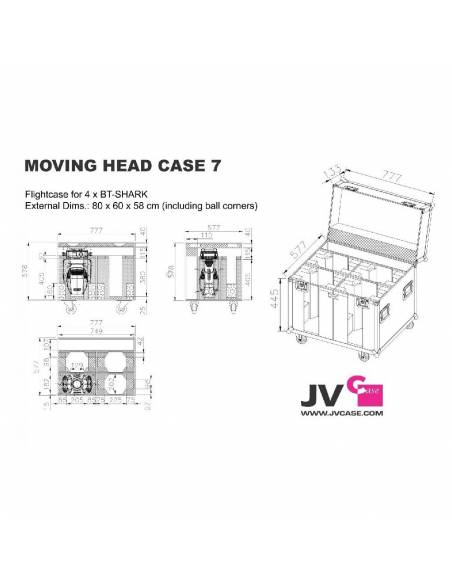 BRITEQ MOVING HEAD CASE 7 - RACK 4x BT-SHARK BRITEQ