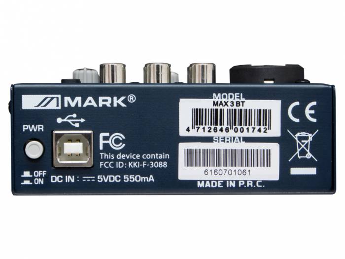 MARK MAX 3 BT Mezclador/interfaz audio PC/Mac. 2 canales.