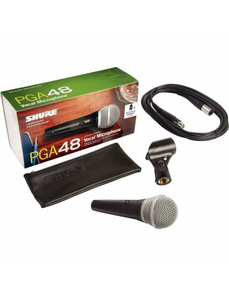 SHURE 
PGA48-XLR-E
  
    
      
        
      
    
  
                  Micrófono Dinámico Vocal con Pinza y Cable 