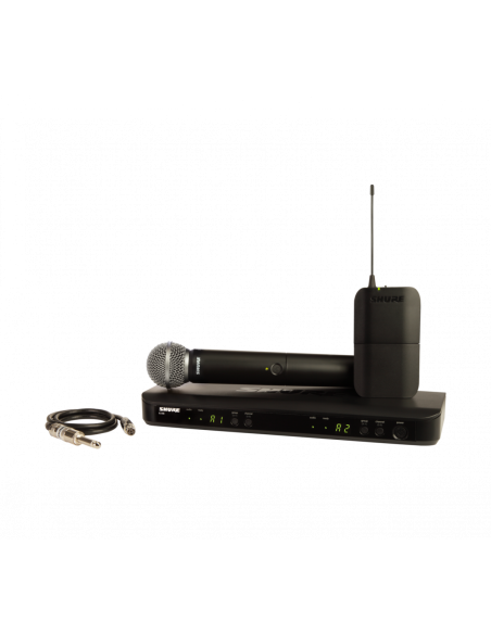 SHURE 
BLX1288E/SM58 H8E
  
    
      
        
      
    
  
                  Combo inalámbrico SM58 y petaca con c