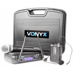 Vonyx WM73C Combi System Wireless UHF 2 canales con micro de mano y petaca y Display