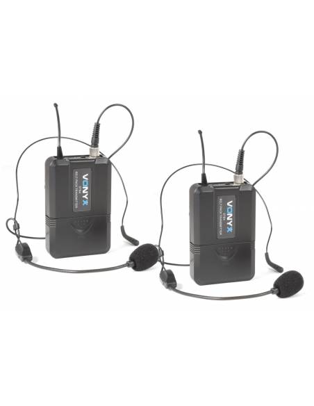 Vonyx WM73H Micrófono inalámbrico UHF  2- canales con 2 micros de cabeza y display