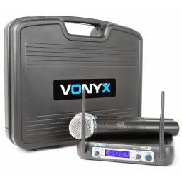 Vonyx WM512 Sistema inalámbrico VHF de 2 canales con micrófonos de mano y display
