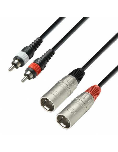 Adam Hall Cables 3 STAR TMC 0300 - Cable de audio revestido de 2 conectores RCA macho a 2 conectores XLR macho, 3 m - 1