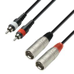 Adam Hall Cables 3 STAR TMC 0600 - Cable de audio revestido de 2 conectores RCA macho a 2 conectores XLR macho, 6 m - 1