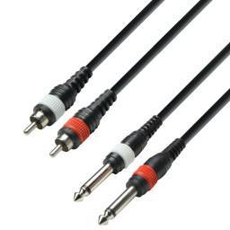 Adam Hall Cables 3 STAR TPC 0600 M - Cable de audio de 2 conectores RCA a 2 jacks mono de 6,3 mm, 6 m - 1