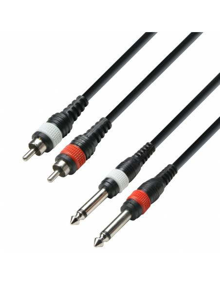 Adam Hall Cables 3 STAR TPC 0600 M - Cable de audio de 2 conectores RCA a 2 jacks mono de 6,3 mm, 6 m - 1