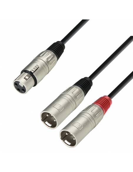 Adam Hall Cables 3 STAR YFMM 0300 - Cable de audio de conector XLR hembra a 2 conectores XLR macho, 3 m - 1