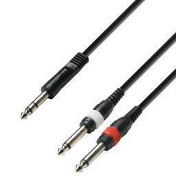 Adam Hall Cables 3 STAR YVPP 0300 - Cable de Audio de Jack 6,3 mm estéreo a 2 Jacks 6,3 mm mono 3 m