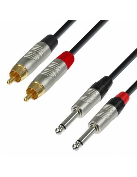 Adam Hall Cables 4 STAR TPC 0090 - Cable de Audio REAN de 2 RCA macho a 2 Jacks 6,3 mm mono 0,9 m - 1