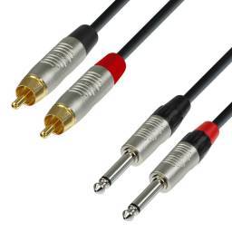 Adam Hall Cables 4 STAR TPC 0150 - Cable de Audio REAN de 2 RCA macho a 2 Jacks 6,3 mm mono 1,5 m - 1