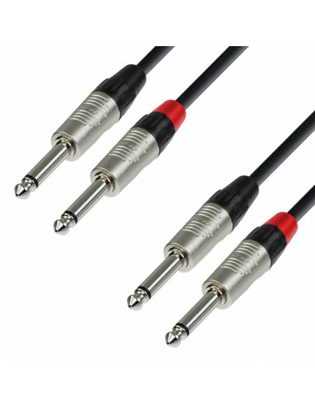 Adam Hall Cables 4 STAR TPP 0090 - Cable de Audio REAN de 2 Jacks 6,3 mm mono a 2 Jacks 6,3 mm mono 0,9 m