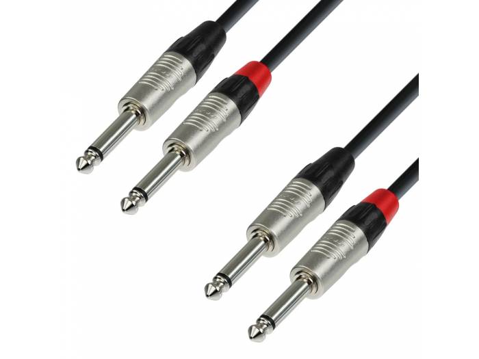 Adam Hall Cables 4 STAR TPP 0150 - Cable de Audio REAN de 2 Jacks 6,3 mm mono a 2 Jacks 6,3 mm mono 1,5 m
