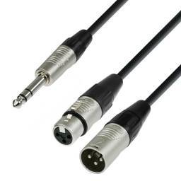 Adam Hall Cables 4 STAR YVMF 0180 - Cable de Audio REAN de Jack 6,3 mm estéreo a 1 XLR macho y 1 XLR hembra 1,8 m