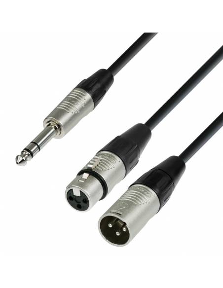 Adam Hall Cables 4 STAR YVMF 0180 - Cable de Audio REAN de Jack 6,3 mm estéreo a 1 XLR macho y 1 XLR hembra 1,8 m