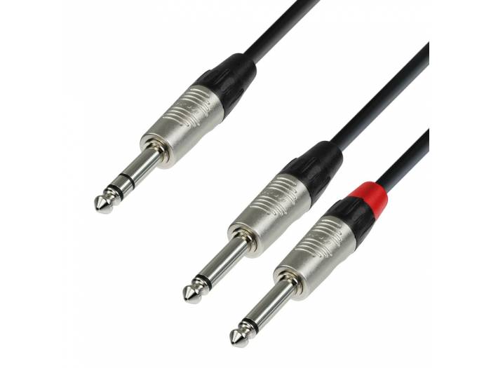 Adam Hall Cables 4 STAR YVPP 0090 - Cable de Audio REAN de Jack 6,3 mm estéreo a 2 Jacks 6,3 mm mono 0,9 m