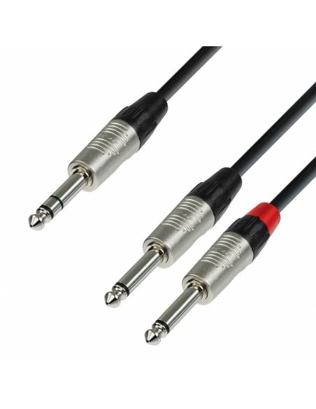 Adam Hall Cables 4 STAR YVPP 0090 - Cable de Audio REAN de Jack 6,3 mm estéreo a 2 Jacks 6,3 mm mono 0,9 m