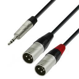 Adam Hall Cables 4 STAR YWMM 0180 - Cable de Audio REAN de Minijack 3,5 mm estéreo a 2 XLR macho 1,8 m - 1
