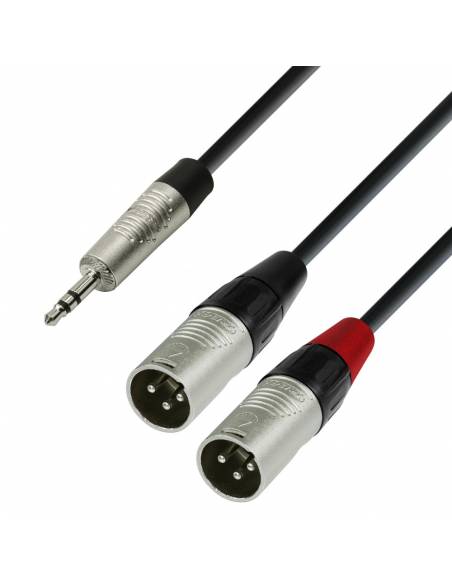 Adam Hall Cables 4 STAR YWMM 0180 - Cable de Audio REAN de Minijack 3,5 mm estéreo a 2 XLR macho 1,8 m - 1