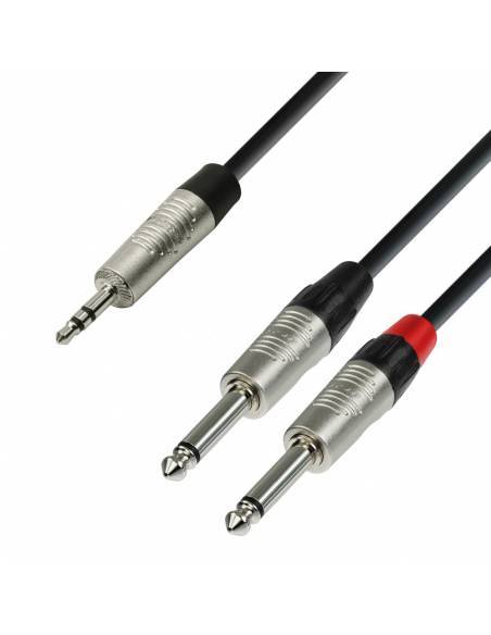 Adam Hall Cables 4 STAR YWPP 0300 - Cable de Audio REAN de Minijack 3,5 mm estéreo a 2 Jacks 6,3 mm mono 3 m