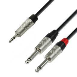 Adam Hall Cables 4 STAR YWPP 0600 - Cable de Audio REAN de Minijack 3,5 mm estéreo a 2 Jacks 6,3 mm mono 6 m