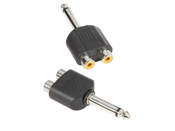 Adam Hall Connectors 7548 - Adaptador en Y de 2 RCA hembra a Jack 6,3 mm macho mono