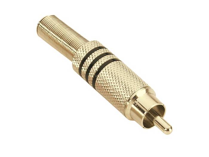 Adam Hall Connectors 7623 BLK - Conector aéreo RCA dorado negro