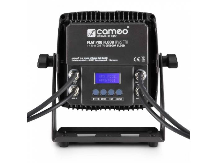 Cameo FLAT PRO FLOOD IP65 TRI - Proyector con LED COB tricolor de 60 W para uso en exteriores con carcasa negra