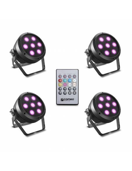 Cameo ROOT® PAR 4 SET 1 - Set compuesto por 4 x CLROOTPAR4 incluyendo un control remoto IR (CLPFLAT1REMOTE)