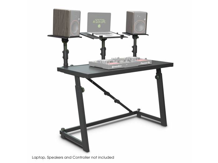 Gravity FDJT 01 - Mesa de DJ con bandejas adaptables para altavoces y portátil