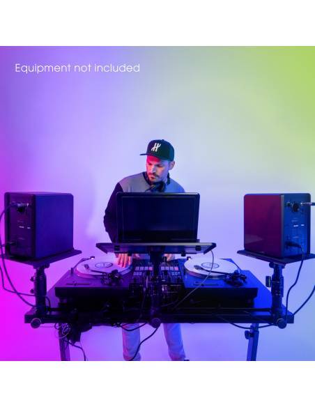 Gravity FDJT 01 - Mesa de DJ con bandejas adaptables para altavoces y portátil