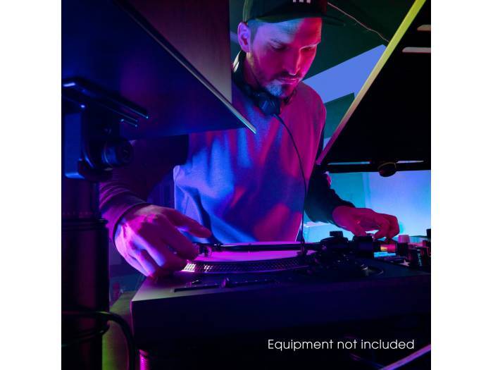Gravity FDJT 01 - Mesa de DJ con bandejas adaptables para altavoces y portátil