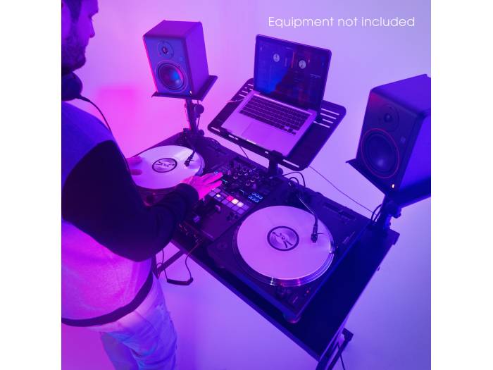 Gravity FDJT 01 - Mesa de DJ con bandejas adaptables para altavoces y portátil
