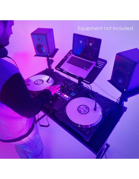 Gravity FDJT 01 - Mesa de DJ con bandejas adaptables para altavoces y portátil