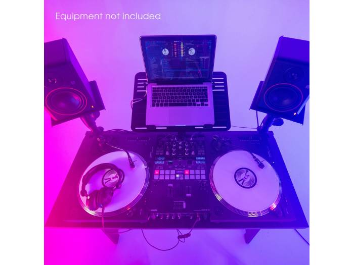 Gravity FDJT 01 - Mesa de DJ con bandejas adaptables para altavoces y portátil