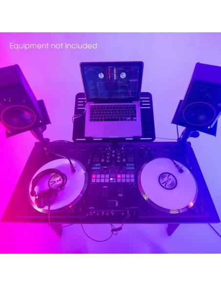 Gravity FDJT 01 - Mesa de DJ con bandejas adaptables para altavoces y portátil