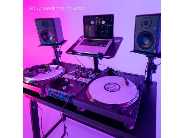 Gravity FDJT 01 - Mesa de DJ con bandejas adaptables para altavoces y portátil