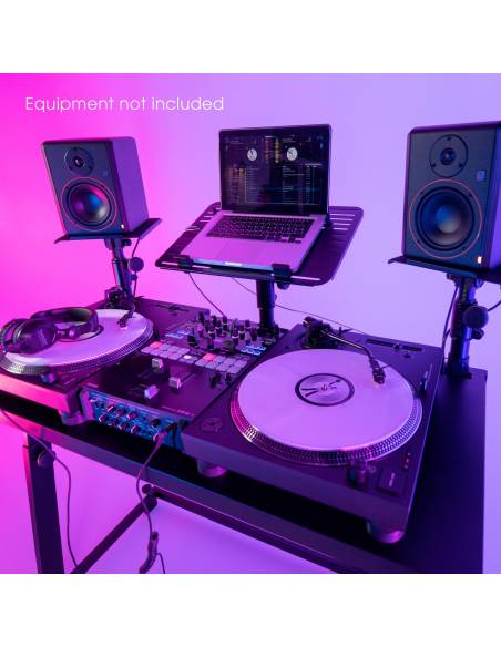 Gravity FDJT 01 - Mesa de DJ con bandejas adaptables para altavoces y portátil