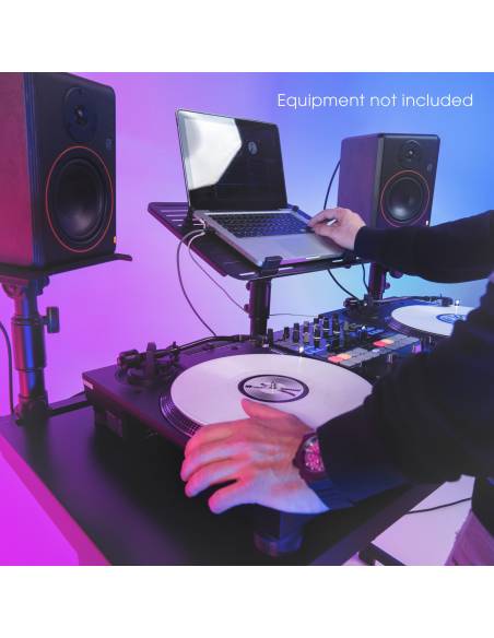 Gravity FDJT 01 - Mesa de DJ con bandejas adaptables para altavoces y portátil