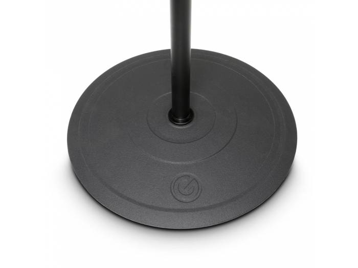 Gravity MS 2222 B - Pie de micrófono corto con base redonda y brazo jirafa telescópico de 2 puntos de ajuste