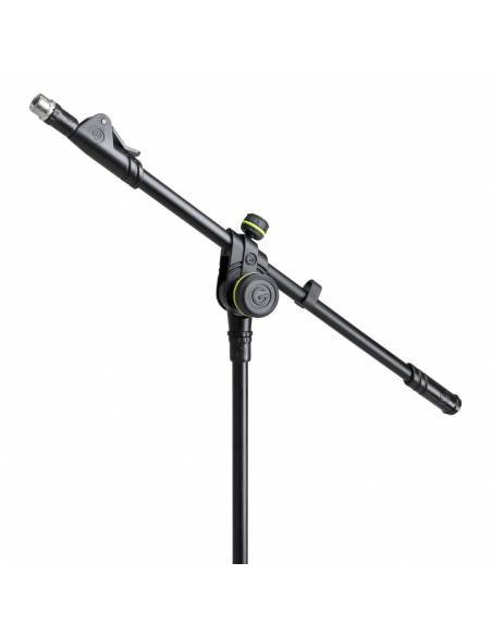 Gravity MS 2222 B - Pie de micrófono corto con base redonda y brazo jirafa telescópico de 2 puntos de ajuste