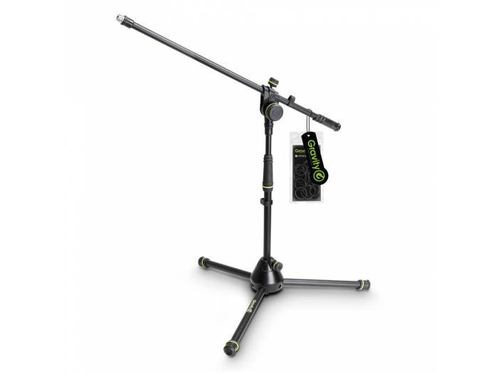 Gravity MS 4221 B - Pie de micrófono corto con trípode y brazo jirafa de 2 puntos de ajuste