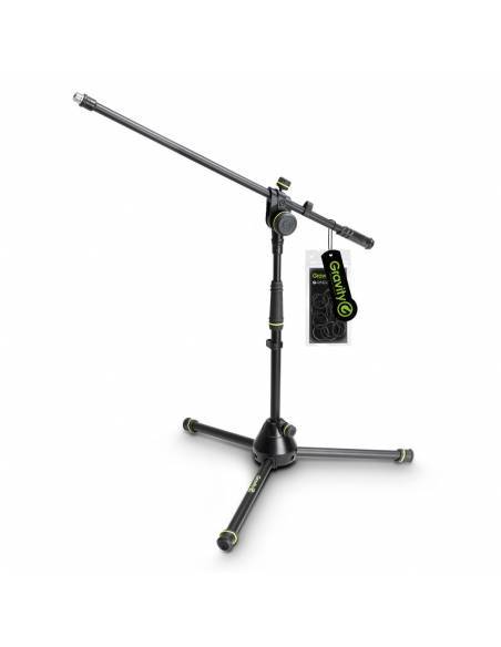 Gravity MS 4221 B - Pie de micrófono corto con trípode y brazo jirafa de 2 puntos de ajuste