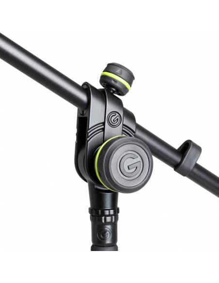 Gravity MS 4222 B - Pie de micrófono corto con trípode y brazo jirafa telescópico de 2 puntos de ajuste negro