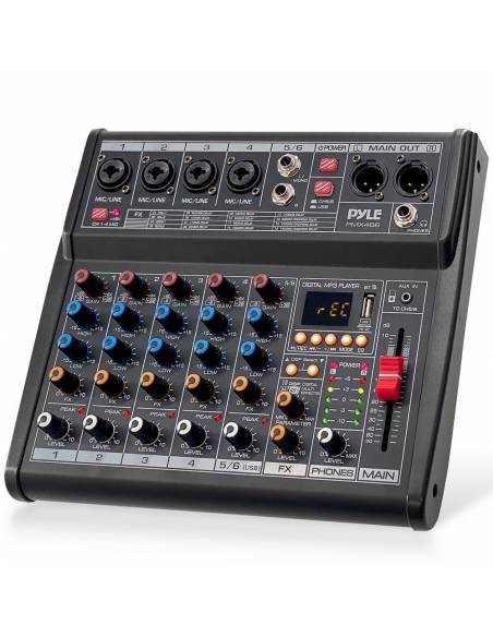 PYLE  PMX466 Mesa de mezclas de 6 canales - 8