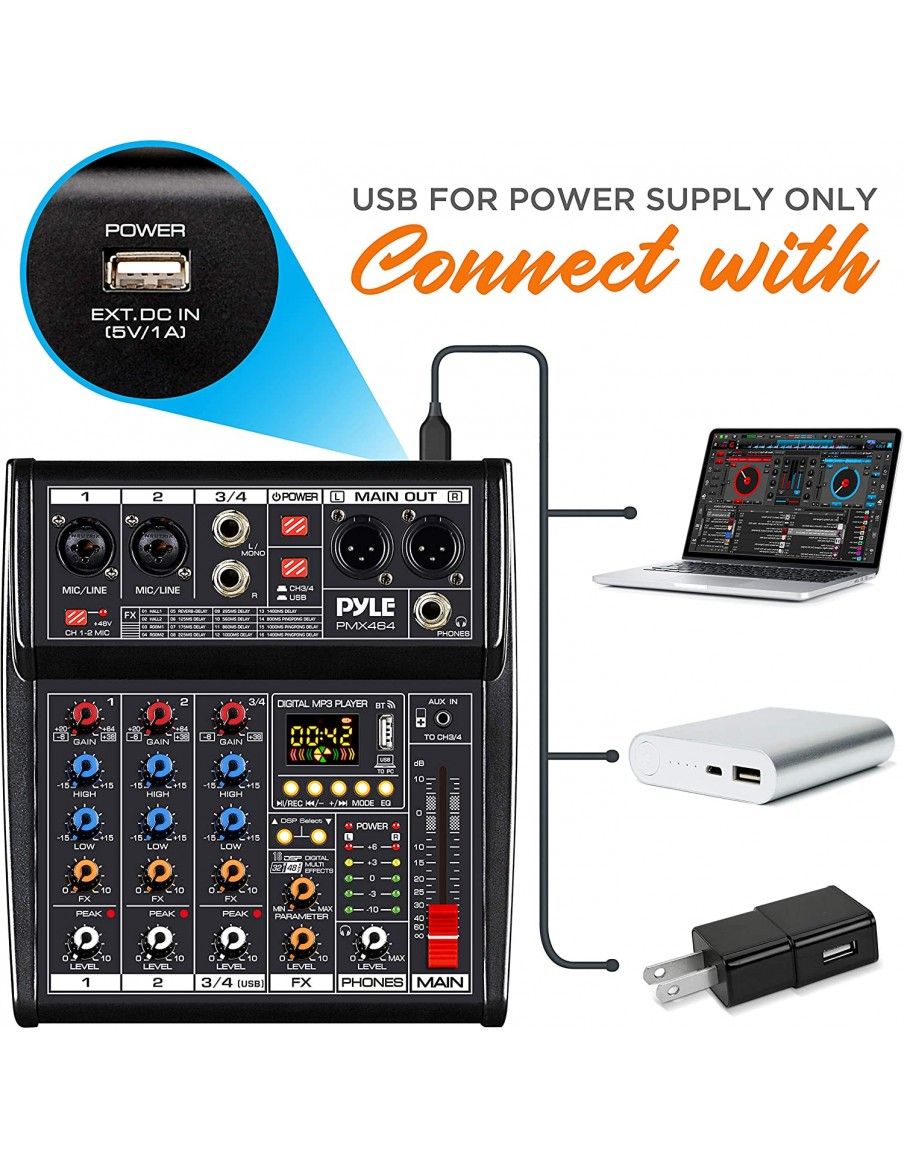 Pyle PMX464 Mesa de Directo de 4 canales - 9