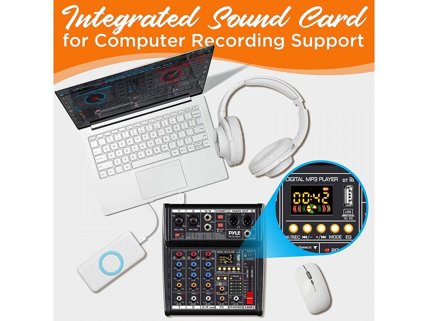 Pyle PMX464 Mesa de Directo de 4 canales - 12