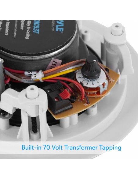 PYLE PDIC53T - Pareja de altavoces de techo de 5.25 pulgadas Linea de 100v y 8Ohm - 4