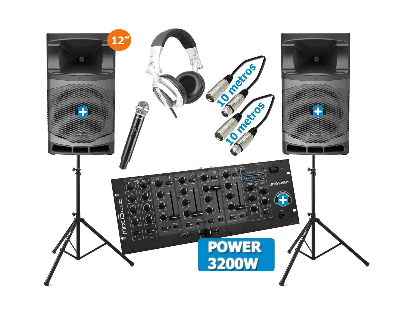 DENVER 12 COMPLET 3200W- EQUIPO DJ COMPLETO MA-12 - 2